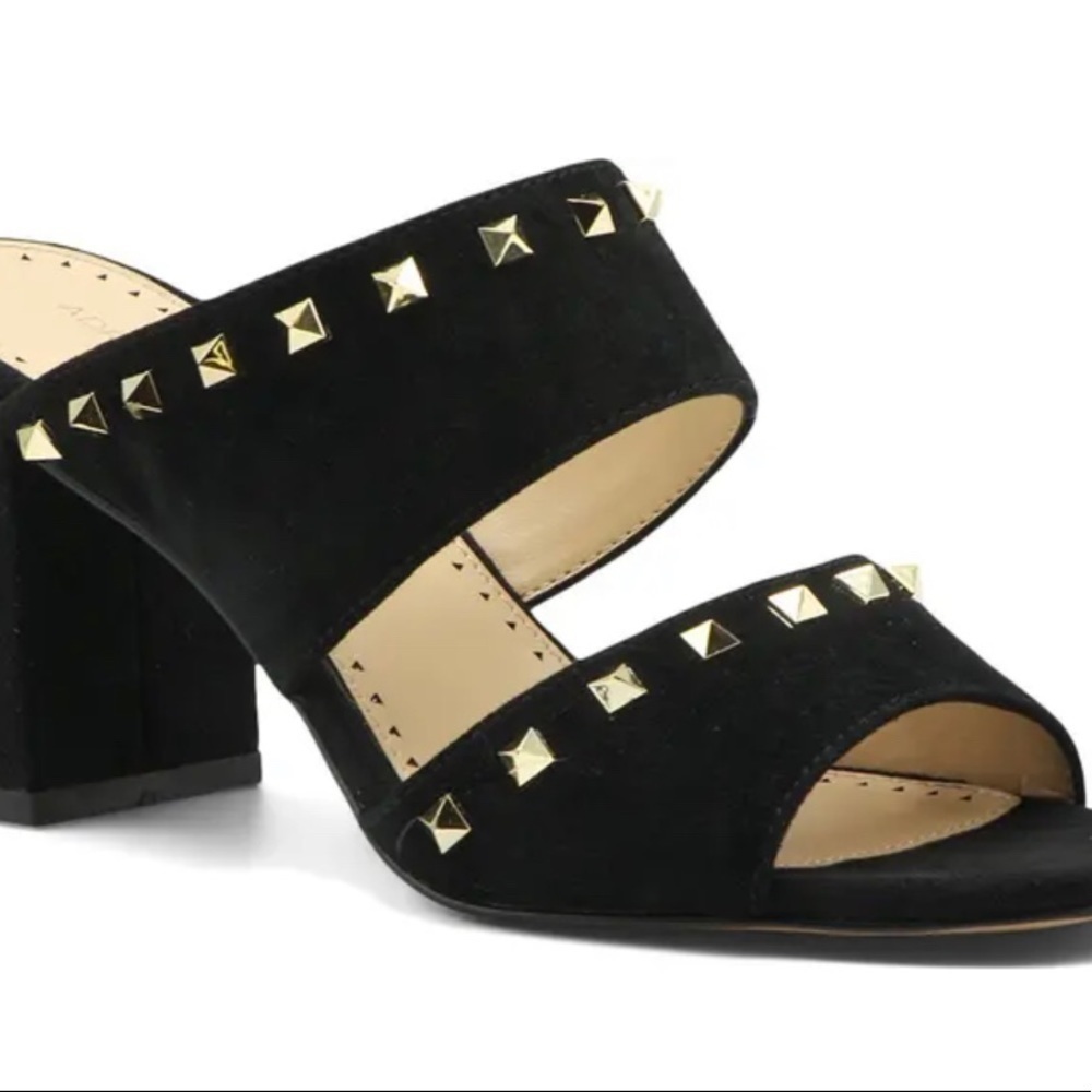 Adrienne Vittadini Anisette Studded Block Heel Mule Sandal In Black - Picture 5 of 7